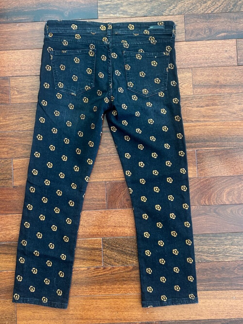 Pilcro and the Letterpress Jeans 29 Black Gold Metallic Floral Slim Straight - Picture 4 of 7